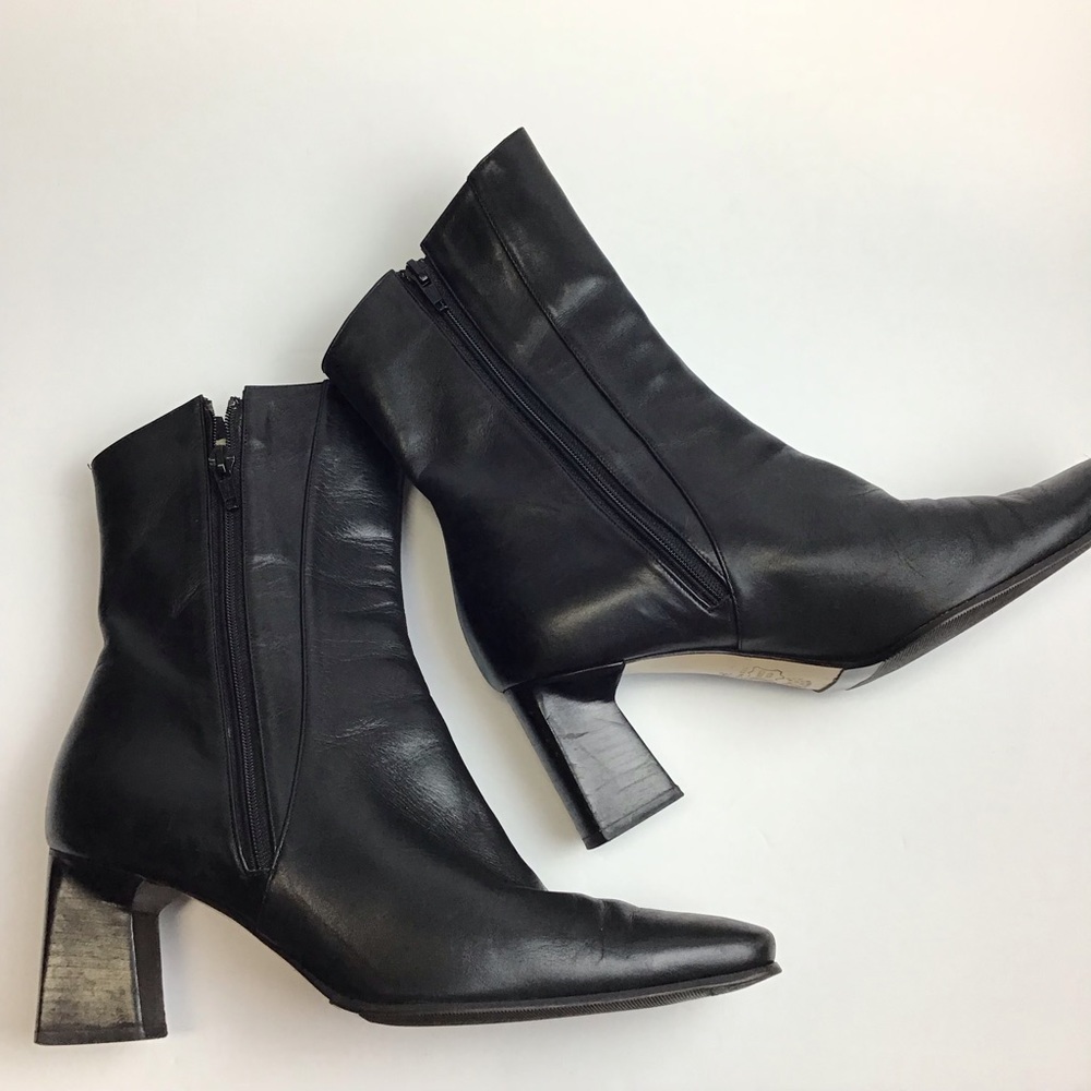 Made in Italy -Leather, Square Toe Bootie